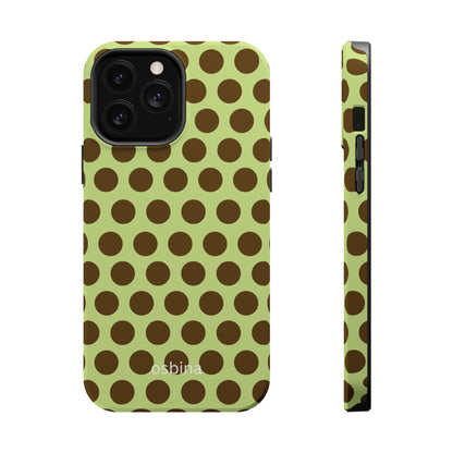 osbina | MagSafe compatible for iPhone | Chartreuse Cocoa Dots Phone Case | Color Edit Collection