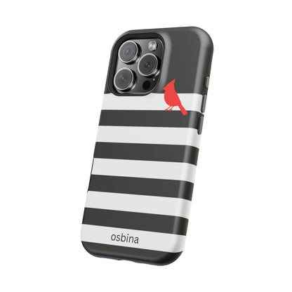 osbina | MagSafe compatible for iPhone | Redbird Edition Thinking of You Phone Case Black & White Stripe | Inspired By Collection