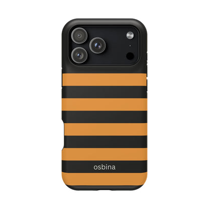 osbina | MagSafe Compatible for iPhone | The Horizon Stripe Case in Black + Orange | The Season Collective