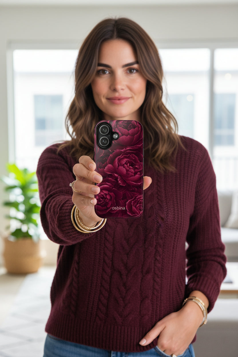 osbina | MagSafe for iPhone | The Burgundy Peony Designer Case