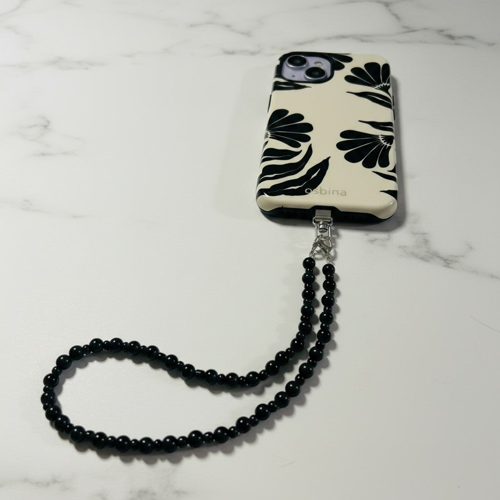 The Noir - Black Onyx Bead Wrist Strap