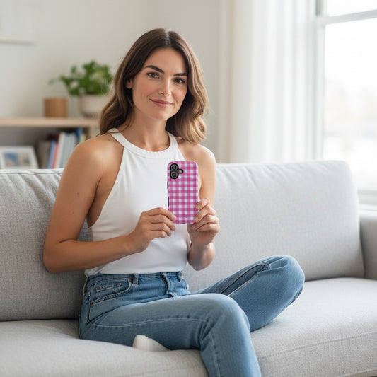 YAYOU The Pink Gingham Designer Case | osbina