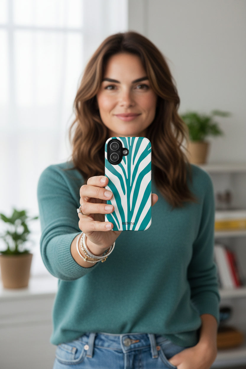 osbina | MagSafe for iPhone | The Teal Zebra Designer Case