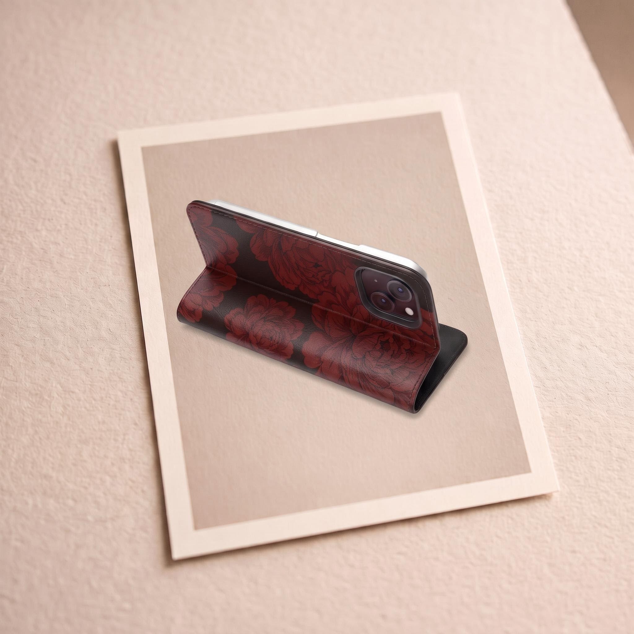 osbina | Wallet Flip Case for iPhone & Samsung | Oxblood Peony