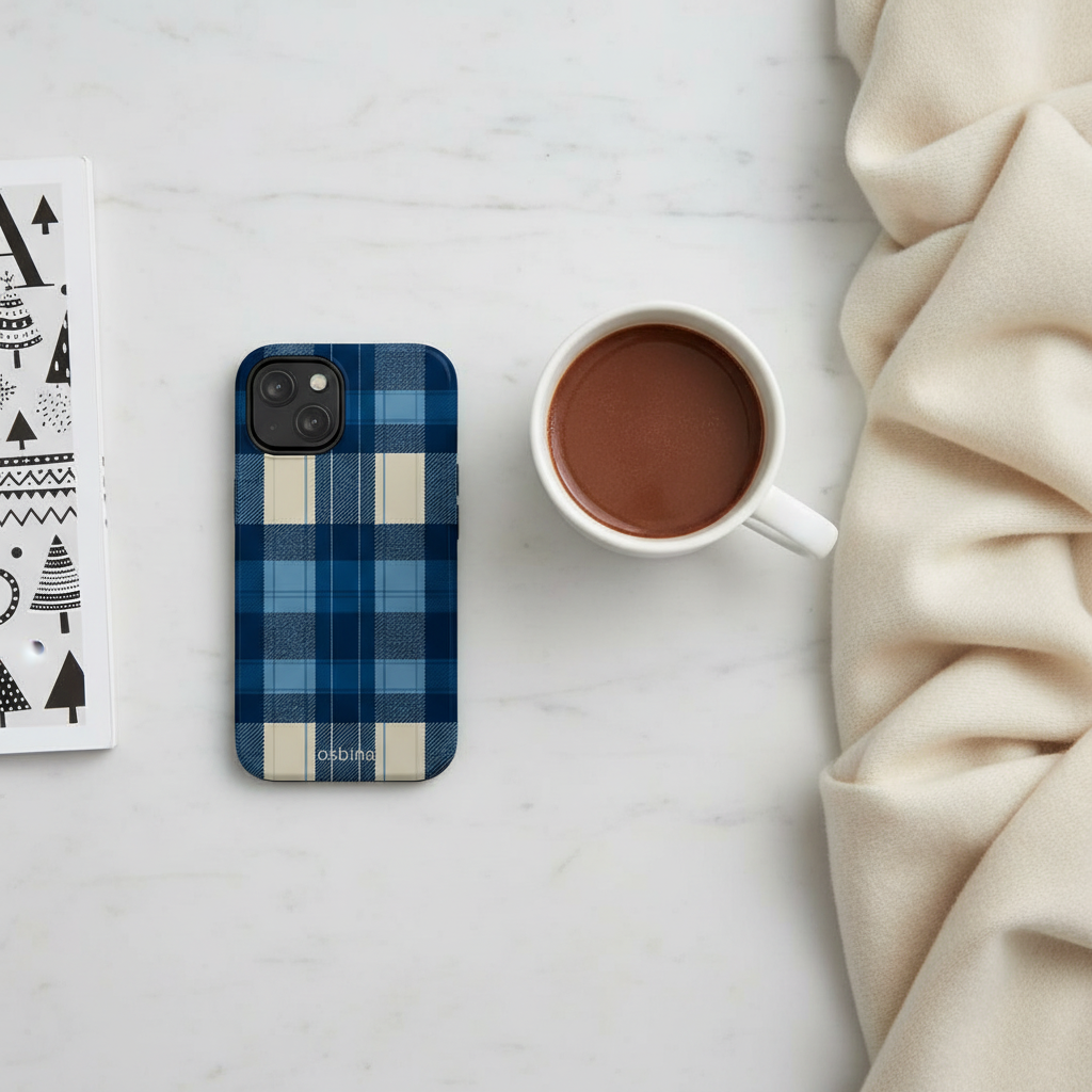 Azure Plaid Editorial Flat Lay
