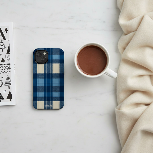 Azure Plaid Editorial Flat Lay