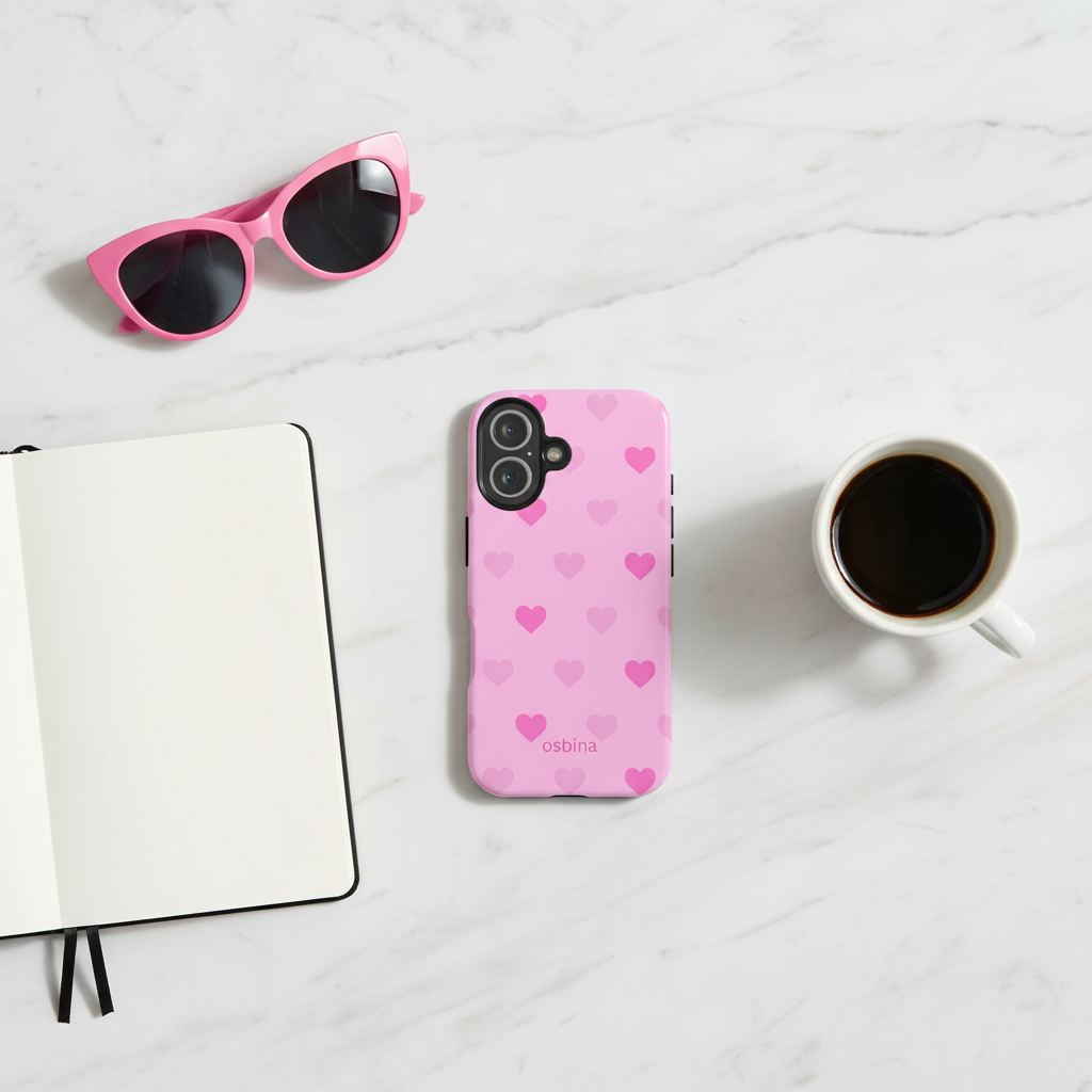 Blushing Hearts Flat Lay - Hot Pink Sunglasses