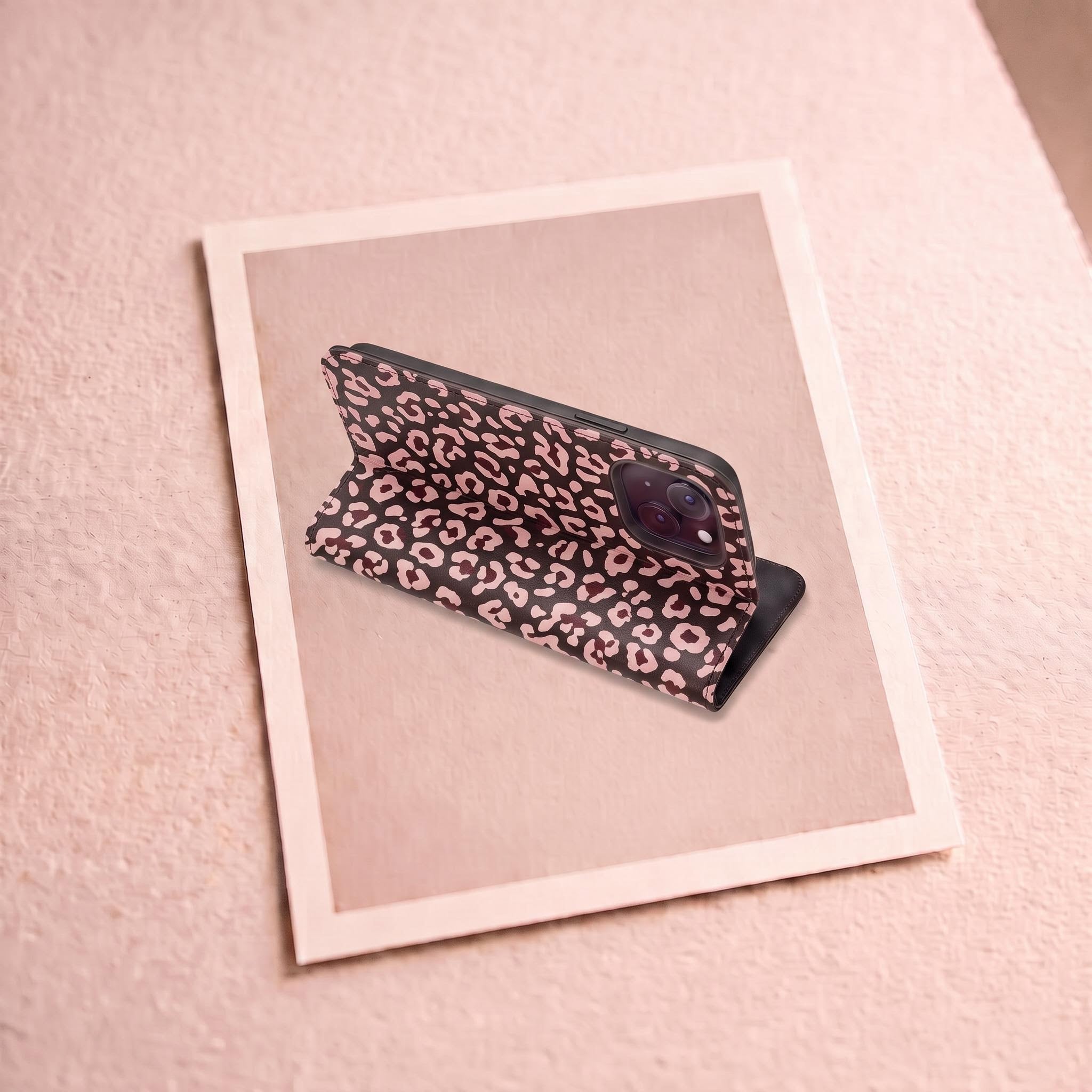 osbina | Wallet Flip Case for iPhone & Samsung | Chocolate Pink Leopard