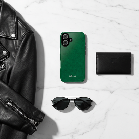 Obsidian Verde Flat Lay - With Leather Jacket