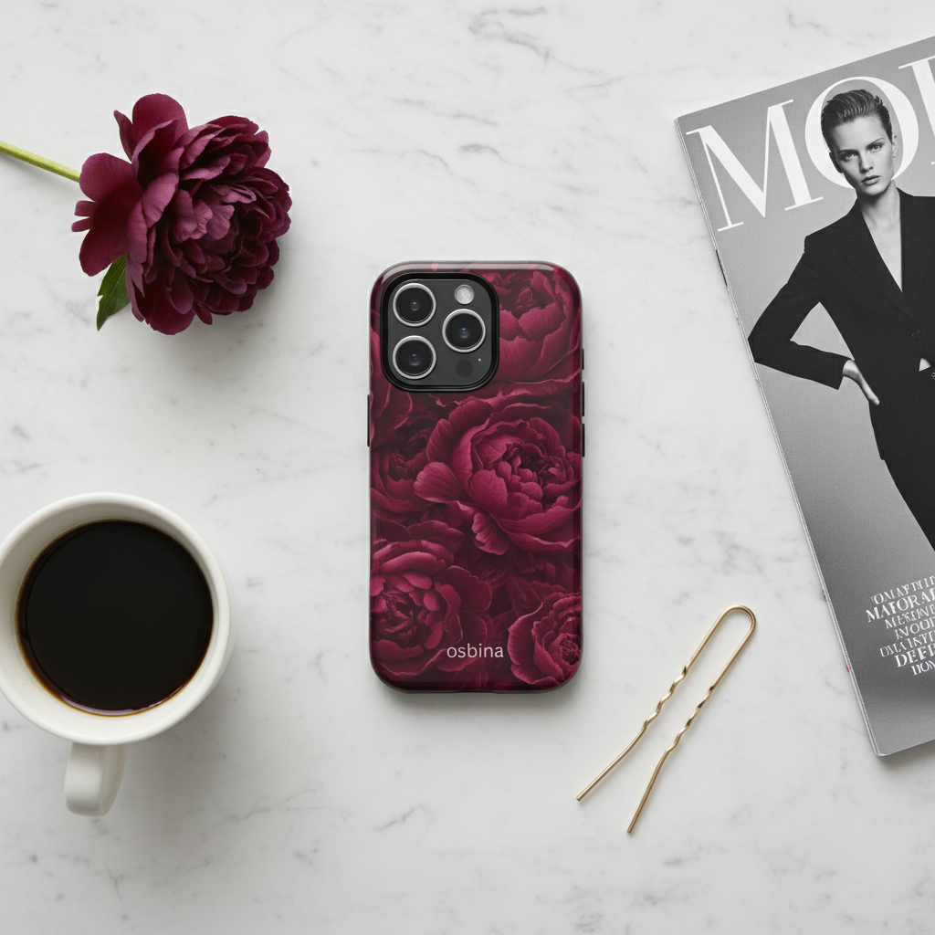 osbina | MagSafe for iPhone | The Burgundy Peony Designer Case